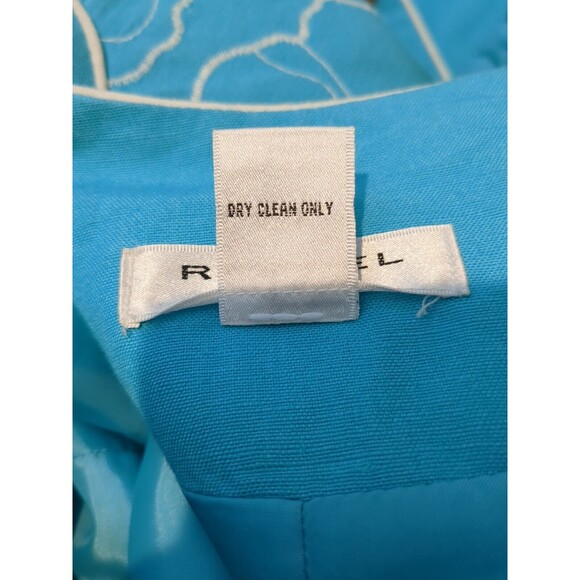 Rafael Petite Blazer Jacket Size 0 PP Turquoise Aqua Blue Floral Embroidered - Picture 5 of 5